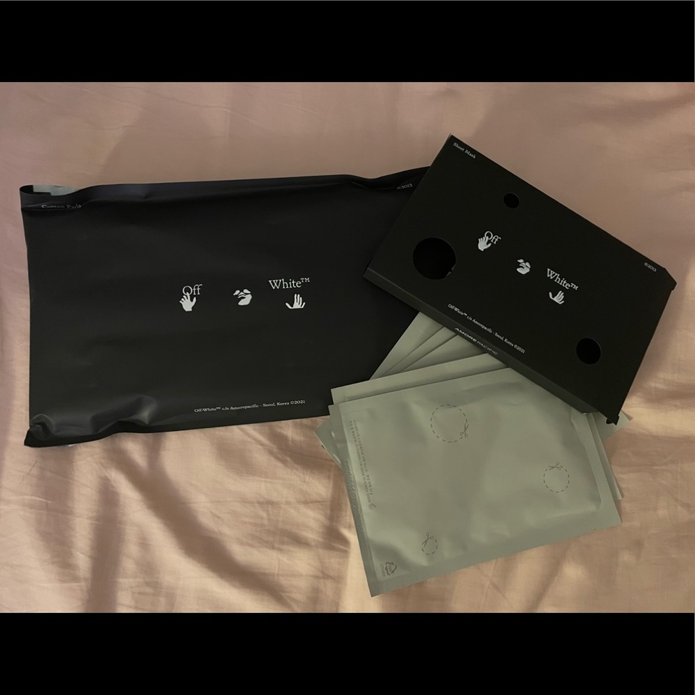 Off white collaboration w/ Amore Pacific Sheet Masks and cotton pads